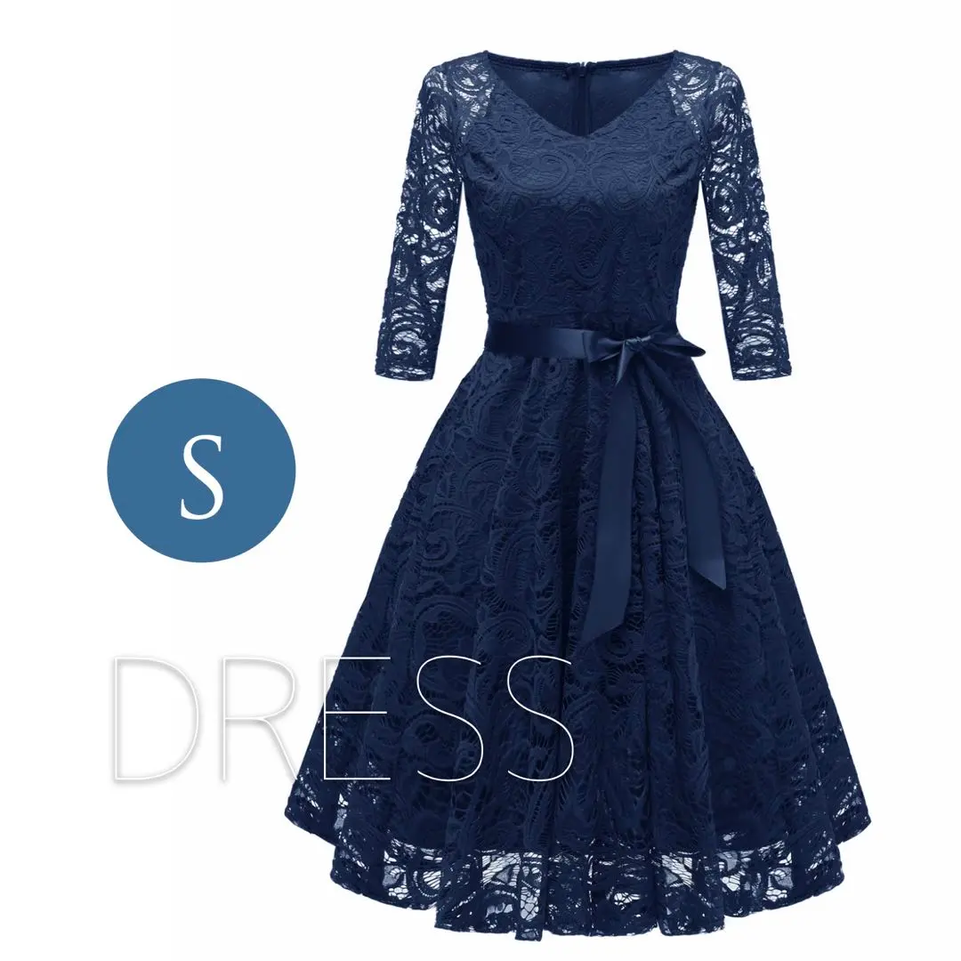 ドレス パーティードレス レディース 結婚式 七分袖 かわいい ワンピース