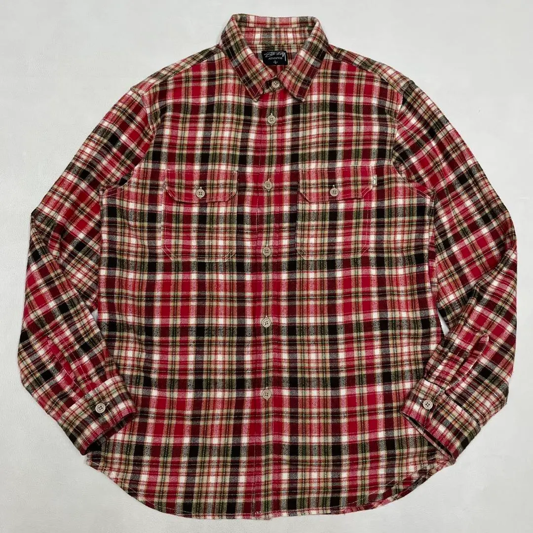 高配色◎ Lサイズ OLD STUSSY ステューシー ヘビーネルシャツ