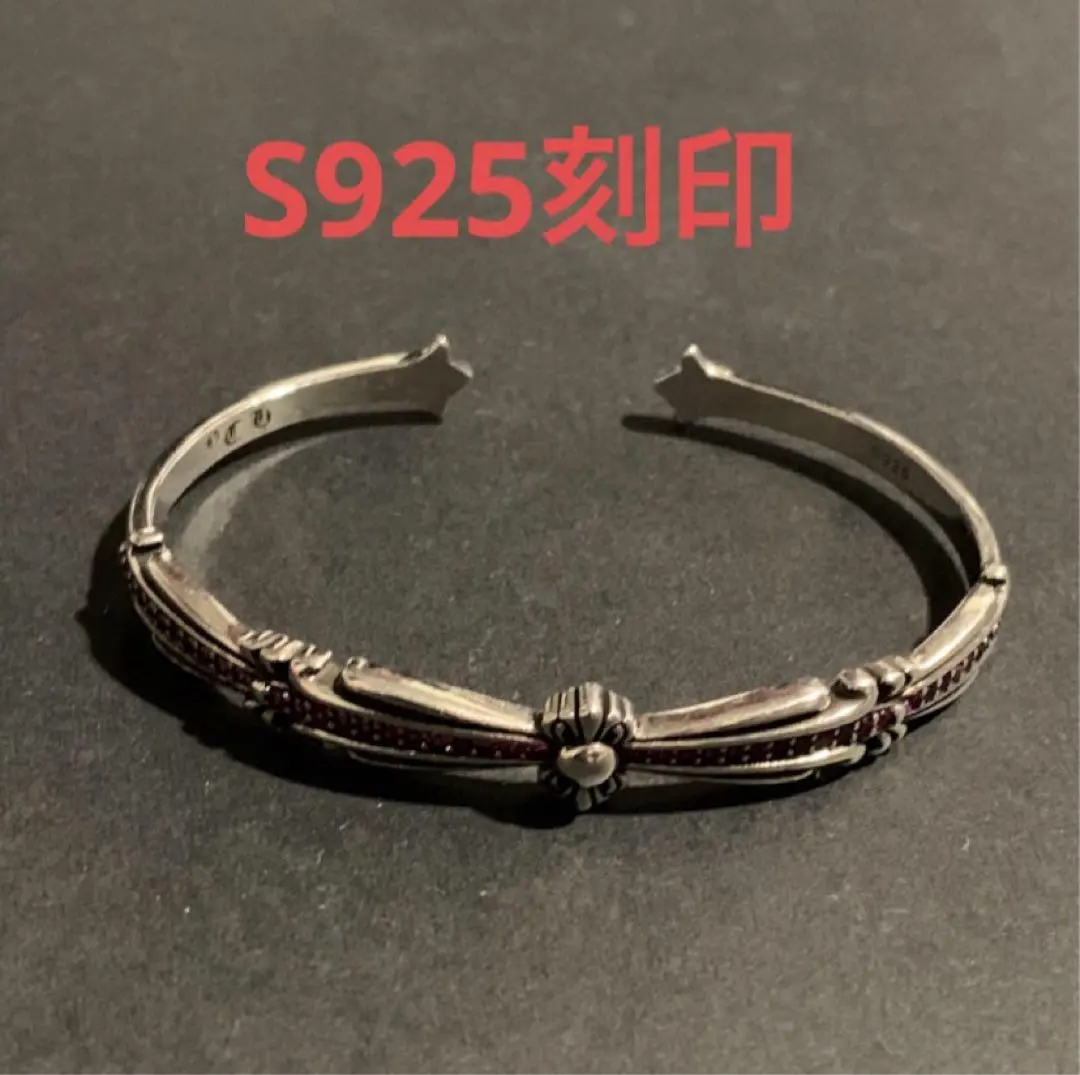 Silver925 ダイヤ　フローラルクロス　ブレスレットバングル