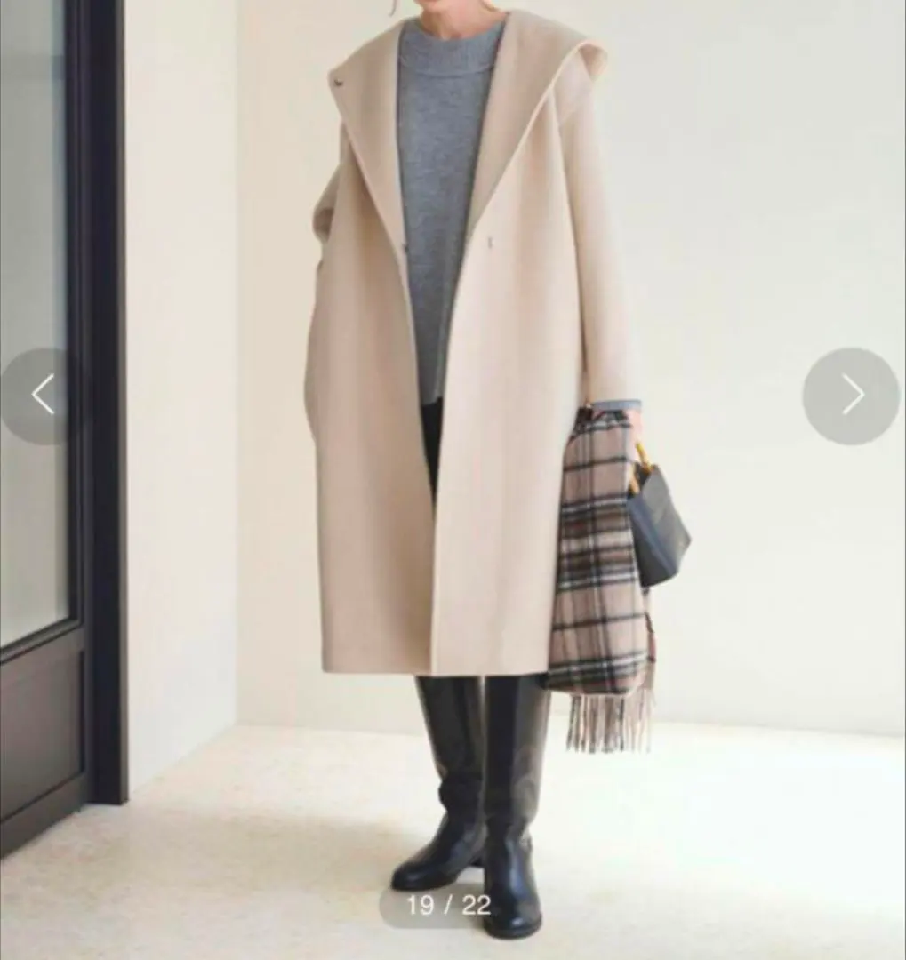 ジャーナルスタンダード アンゴラ混 ウールアンゴラフードコート ロング　38