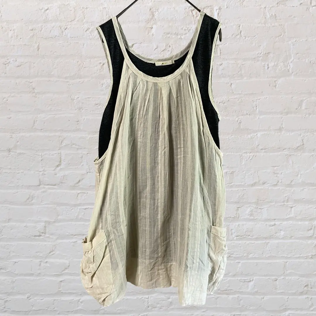 MELMO♡ノースリーブカットソー チュニック ベージュ M ゆったり 古着