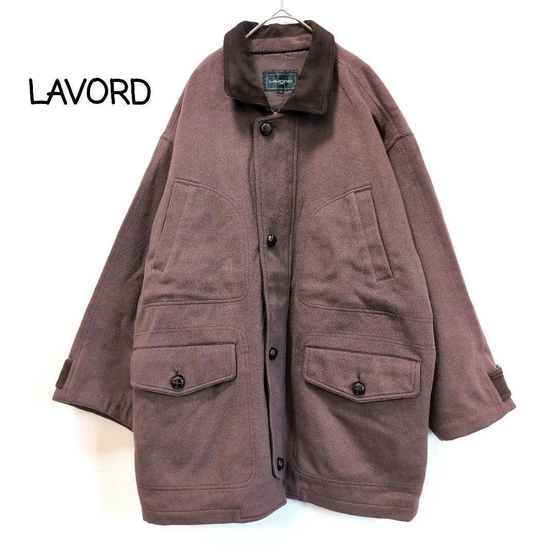 LAVORD ブラウン カバーオール コート M 毛100% 羊革 カシミヤ