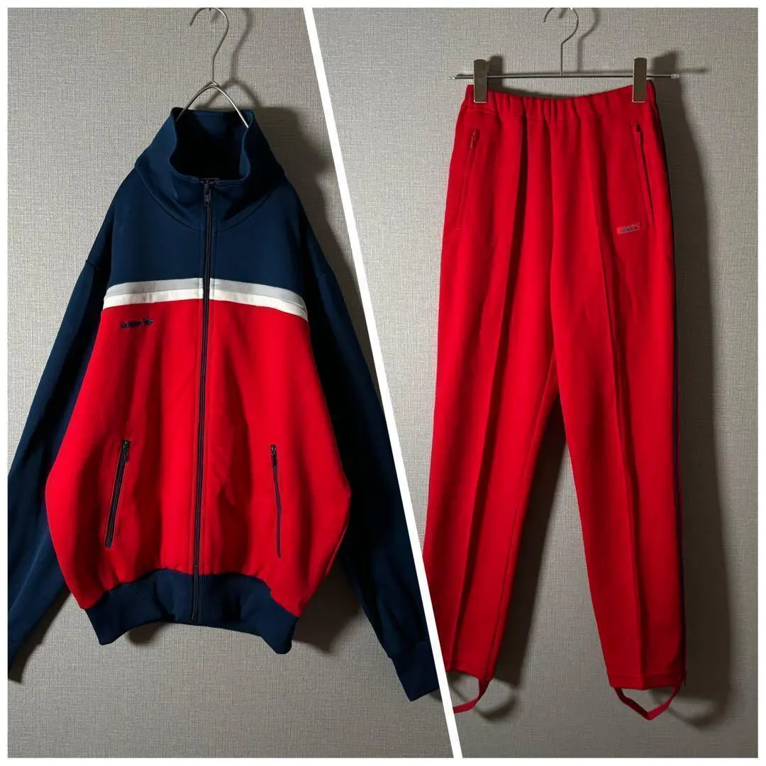 セットアップ★adidas 西ドイツ製 トラックジャケット 刺繍ロゴ 好配色 M