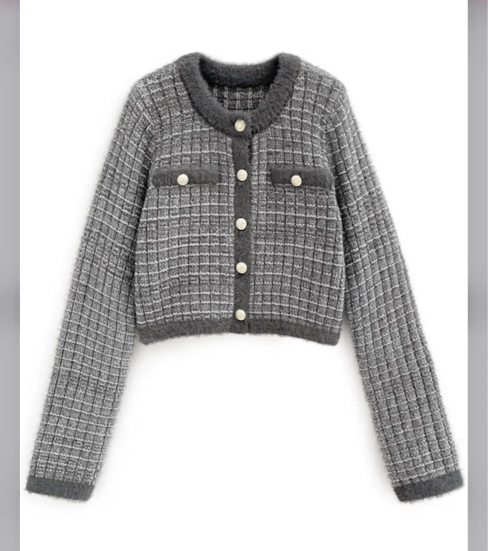 ラメツイードショート丈ニットカーディガン[an1661]