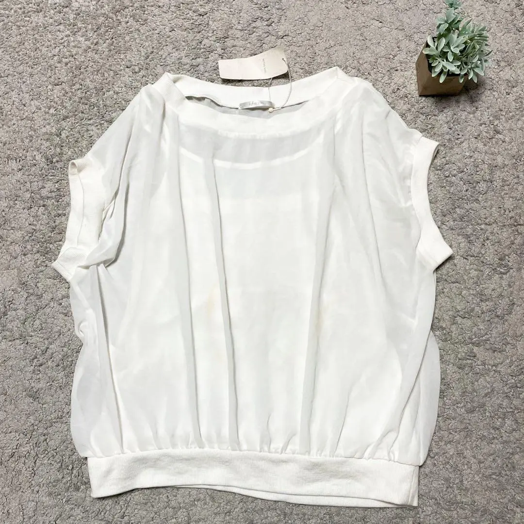 【レトロガール】ドルマンスリーブブラウス インナー付 オフホワイト 半袖トップス
