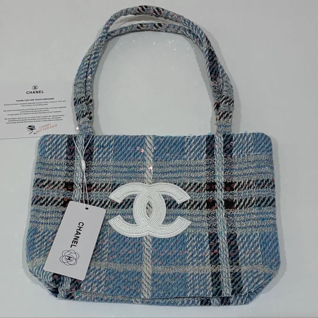 バッグ　スパンコール　トートバッグ ハンドバッグ　ブルー