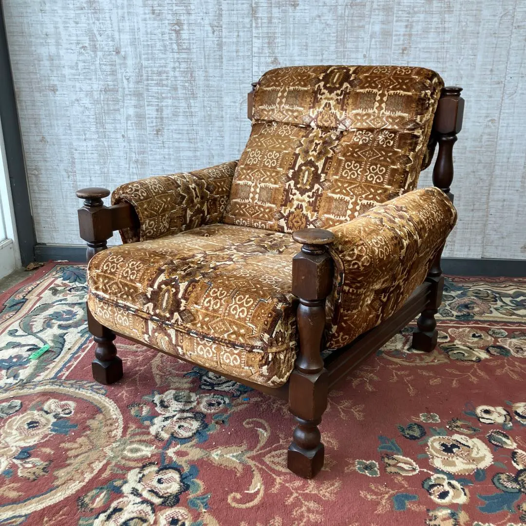 昭和レトロ マルニ木工 ベロアソファ 一人掛けソファー アームチェア