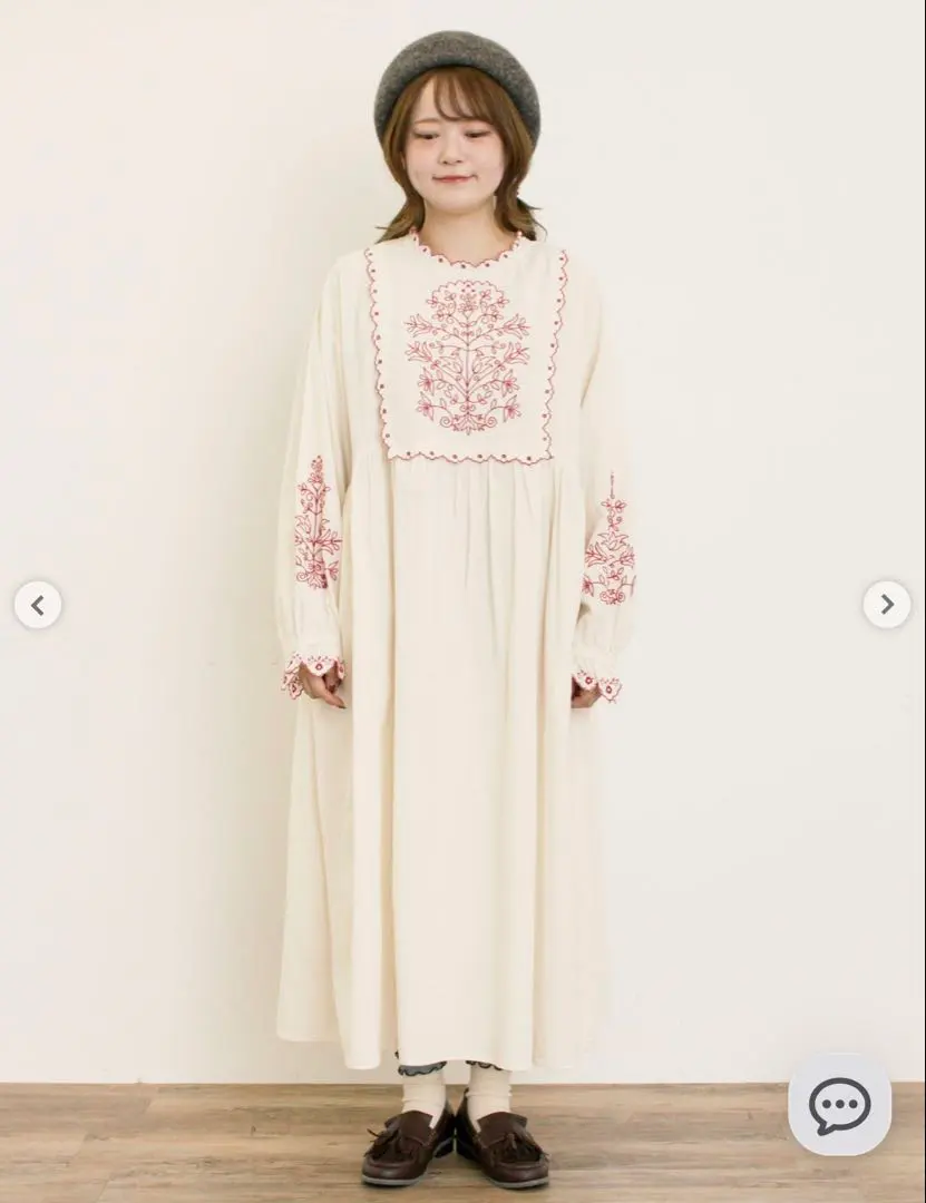 Samansa Mos2 配色刺繍ワンピース