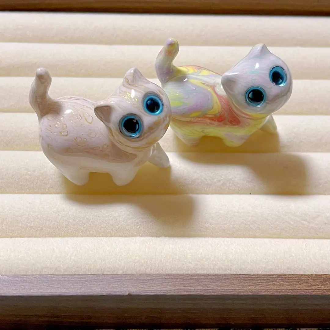 マーブルキャット　スーダン　猫　コモンズ　置物 2匹セット　訳あり